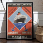 Affiche vintage Transatlantique - Algérie, Tunisie via Marseille 1930 – Image 9