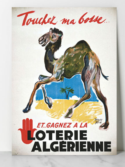 Affiche Vintage Loterie Algérienne Touchez ma Bosse Jacques Blein Dzeco Art