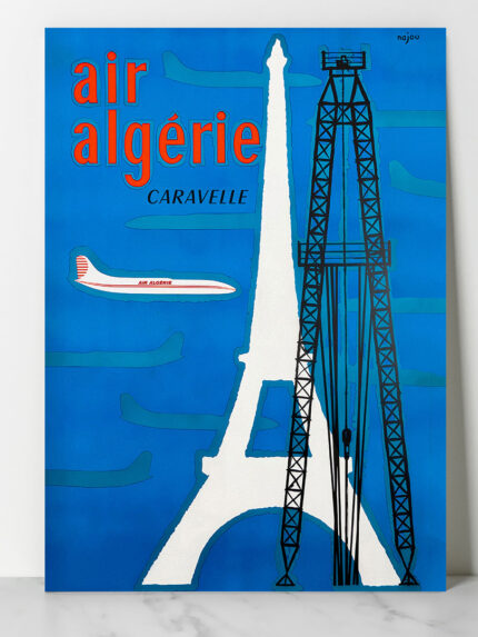 Affiche Vintage Aviation Air Algérie caravelle najou 1950 Dzeco Art