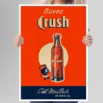 Affiche vintage Crush Algérie - Décoration gazouz algérois rétro avec mascotte Crushy