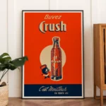 Affiche vintage Crush Algérie - Décoration gazouz algérois rétro avec mascotte Crushy