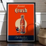 Affiche vintage Crush Algérie - Décoration gazouz algérois rétro avec mascotte Crushy