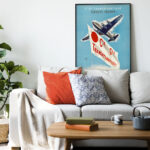 Affiche vintage aviation Algérie – Transatlantique Alger Oran – Image 3