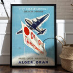 Affiche vintage aviation Algérie – Transatlantique Alger Oran – Image 6