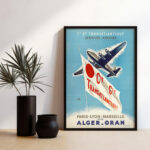 Affiche vintage aviation Algérie – Transatlantique Alger Oran – Image 7
