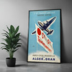 Affiche vintage aviation Algérie – Transatlantique Alger Oran – Image 8