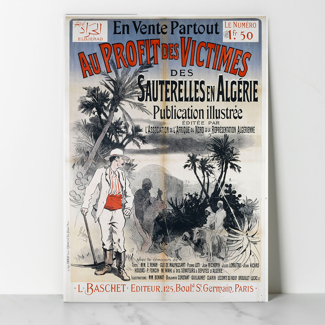 Main Affiche Vintage Algérie - EL DJERAD En Vente Partout Affiche vintage Algérie El Djerad publication illustrée ancienne