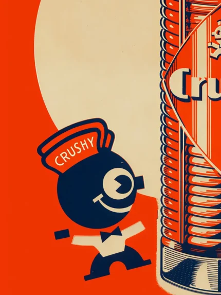 Affiche vintage Crush Algérie - Décoration gazouz algérois rétro avec mascotte Crushy