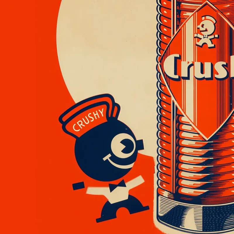 Affiche vintage Crush Algérie - Décoration gazouz algérois rétro avec mascotte Crushy