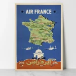 Affiche vintage Air France 1954 Afrique du Nord carte France Algérie français arabe