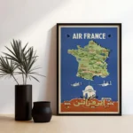 Affiche vintage aviation Algérie – Air France Afrique du Nord 1954 – Image 8