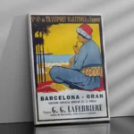 Affiche Vintage Barcelona Oran – Transport Maritimes à Vapeur – Image 3