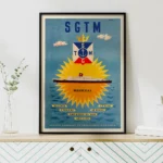 Poster SGTM Marseille encadré affiche bateau rétro années 50