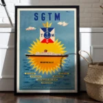 Poster SGTM Marseille encadré affiche bateau rétro années 50