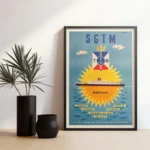 Poster SGTM Marseille encadré affiche bateau rétro années 50
