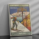 Affiche Algérie Vintage Chréa 1930 par Georges-André Klein, skieur et palmiers, Grande Semaine des Sports d'Hiver.