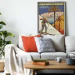 Affiche Algérie Vintage Chréa 1930 par Georges-André Klein, skieur et palmiers, Grande Semaine des Sports d'Hiver.