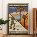 Affiche Algérie Vintage Chréa 1930 par Georges-André Klein, skieur et palmiers, Grande Semaine des Sports d'Hiver.