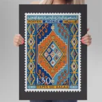 Affiche Algérie Vintage illustrant le timbre postal classique du Tapis de Kalaa