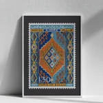 Affiche Algérie Vintage illustrant le timbre postal classique du Tapis de Kalaa