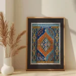 Affiche Algérie Vintage illustrant le timbre postal classique du Tapis de Kalaa