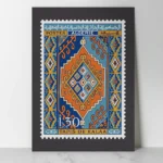 Affiche Algérie Vintage illustrant le timbre postal classique du Tapis de Kalaa