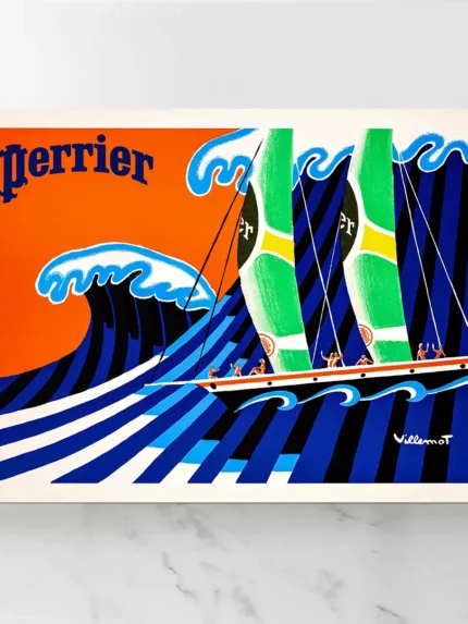 Affiche vintage Perrier voilier Bernard Villemot décoration