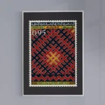 Affiche vintage Algérie Tapis encadrée dans un salon moderne