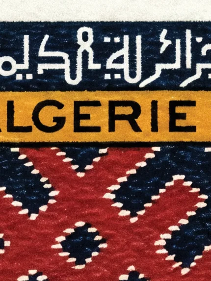 Affiche vintage Algérie Tapis encadrée dans un salon moderne