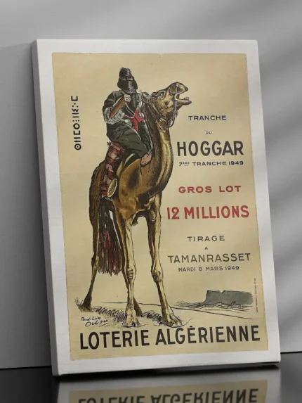 Affiche vintage Algérie - Loterie Algérienne 1949 Tamanrasset