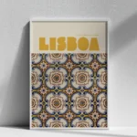 affiche ville lisbonne lisboa azulejos traditionnels portugal decoration moderne jaune bleu dzeco art
