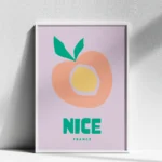 affiche ville nice france fruit market peche pastel design minimaliste moderne cuisine dzeco art