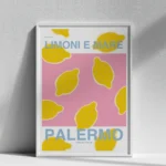 affiche ville palerme limoni e mare decoration italienne moderne dzeco art