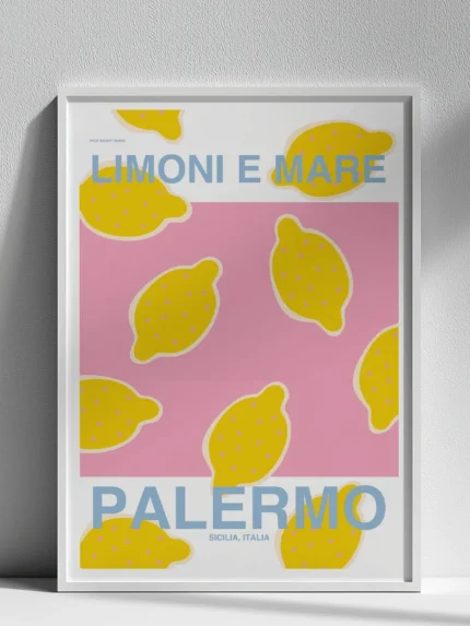 affiche ville palerme limoni e mare decoration italienne moderne dzeco art