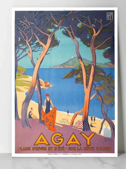 Affiche vintage Agay Roger Broders - Côte d'Azur, édition restaurée Dzeco.art