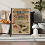 affiche vintage orient express londres paris constantinople 1888 compagnie wagons lits train vapeur itineraire carte retro poster dzecoart