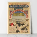 affiche vintage orient express londres paris constantinople 1888 compagnie wagons lits train vapeur itineraire carte retro poster dzecoart