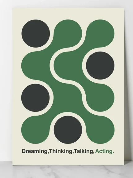 affiche art abstrait vert cercles noirs design minimaliste geometrique scandinave chidii dzeco art