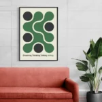 affiche art abstrait vert cercles noirs design minimaliste geometrique scandinave chidii dzeco art