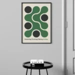 affiche art abstrait vert cercles noirs design minimaliste geometrique scandinave chidii dzeco art