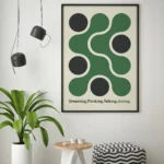 affiche art abstrait vert cercles noirs design minimaliste geometrique scandinave chidii dzeco art