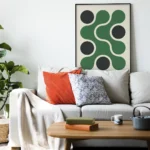 affiche art abstrait vert cercles noirs design minimaliste geometrique scandinave chidii dzeco art