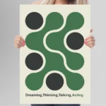 affiche art abstrait vert cercles noirs design minimaliste geometrique scandinave chidii dzeco art