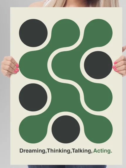 affiche art abstrait vert cercles noirs design minimaliste geometrique scandinave chidii dzeco art