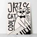 affiche jazz cat club cool cat chat lunettes de soleil piano noir et blanc ryan fowler dzeco art