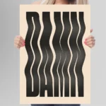 affiche typographie design damn lettres noires ondulees effet vague texture grain retro chidii dzeco art