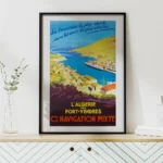 affiche vintage navigation mixte algerie port-vendres paquebot de ligne roger chapelet compagnie maritime retro poster dzecoart