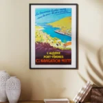 affiche vintage navigation mixte algerie port-vendres paquebot de ligne roger chapelet compagnie maritime retro poster dzecoart