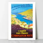 affiche vintage navigation mixte algerie port-vendres paquebot de ligne roger chapelet compagnie maritime retro poster dzecoart