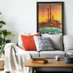 affiche vintage timgad algerie romaine chemins de fer de l etat colonnes arc de trajan edouard herzig retro poster dzecoart